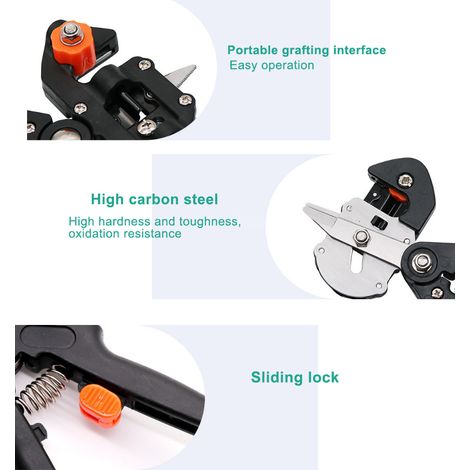 Kit d'outils de greffage pour jardin et usage domestique, comprenant un sécateur professionnel et des outils de coupe pour arbres fruitiers. (1/4)