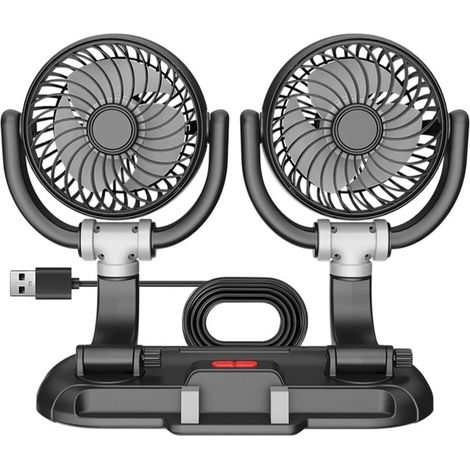 Ventilateur USB pour Voiture Double Tête Rotative avec 3 Vitesses (1/5)