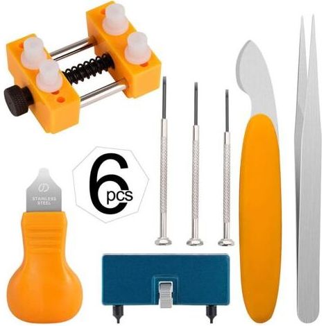 Kit de Réparation Montres,Kit de Remplacement de Batterie Montres Professionnel et Outil pour Ouvrir Montre Boîtier Visse (1/5)