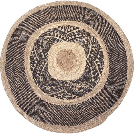 Tapis rond en jute bicolore style bohème