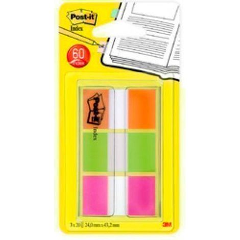 Post-it Index 680-OLP-EU Marcadores de 1 pulgada Dispensador con 3 colores y 20 marcadores por color . 24Disp/caja