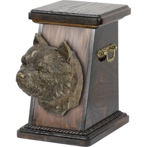 Urne funéraire pour Norwich Terrier, élégante urne ornée d'une statuette, urne commémorative avec buste de chien par Art-Dog (1/5)