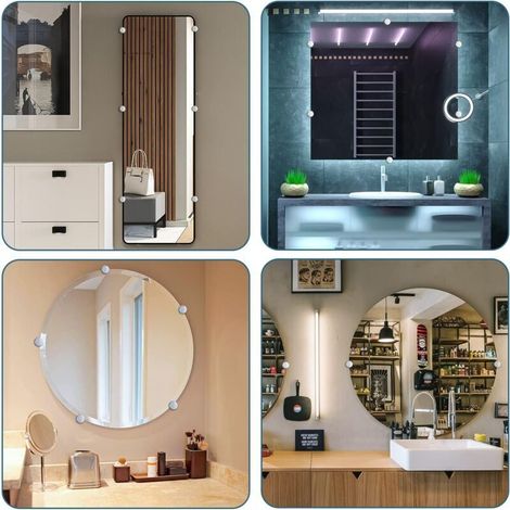 pezzi, clip rotonde per specchi, clip in vetro per specchi da bagno, staffe rotonde in lega di zinco da parete (1/4)