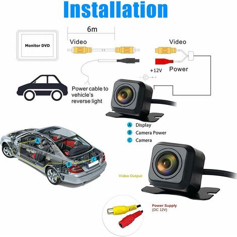 Caméra de recul grand angle HD 170° avec vision nocturne pour voiture et véhicule (1/3)