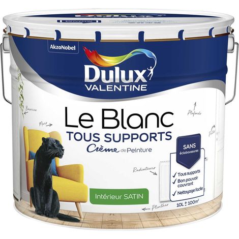 Peinture Le Blanc Tous Supports Crème de Peinture Dulux Valentine Satin Blanc 10 L