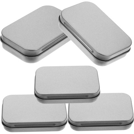 Lot de 5 Boîtes Métalliques Décoratives Boîtes de Rangement Petites Couvercle Design à Rabat pour Rangement Domestique (1/5)