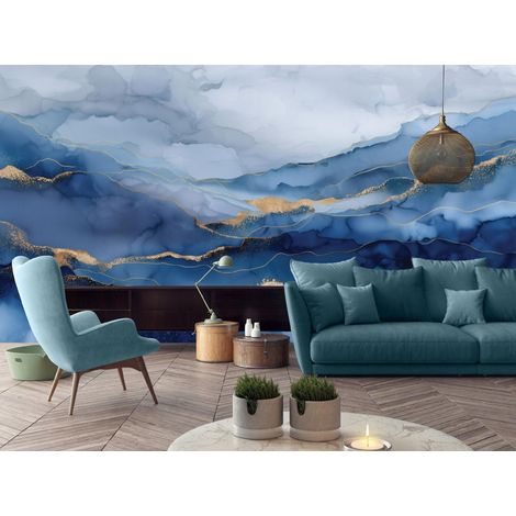 Fototapete Marmor Abstrakt Gold, für Wohnzimmer und Schlafzimmer, 150 x 105 cm – Komplettset inkl. Kleister & Anleitung (1/5)