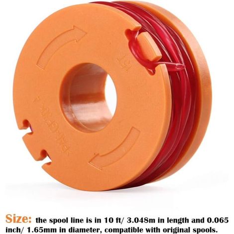 Bobina di filo di ricambio Worx WA0010 per decespugliatore, filo di ricambio per tagliasiepi, accessori per attrezzi da giardino, 4 pezzi (1/4)