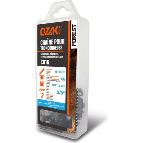 Chaîne De Tronçonneuse Ozaki Sous Coque Semi Carrée: 3/8'' 063 (1,6mm) 66 Entraîneurs ( E66 ) (1/2)