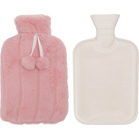 Bouillotte 2000ML haute densité, pochette douce incluse, idéale pour l'hiver, rose. (1/5)