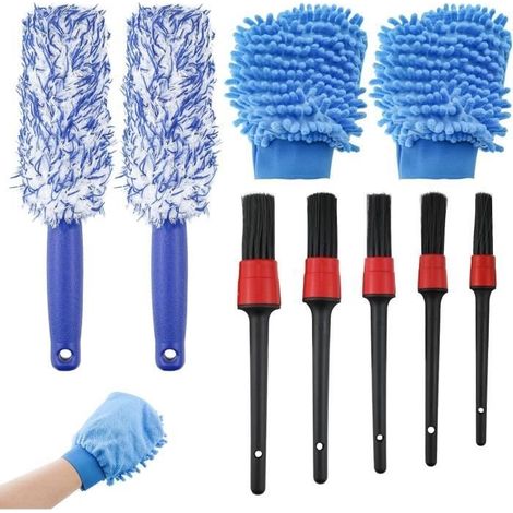 Felgenbürsten-Set, 9-teiliges Autoreinigungsbürsten-Set, Mikrofaser-Reinigungsbürste, Felgenreinigungsbürste, Felgenbürste (1/4)