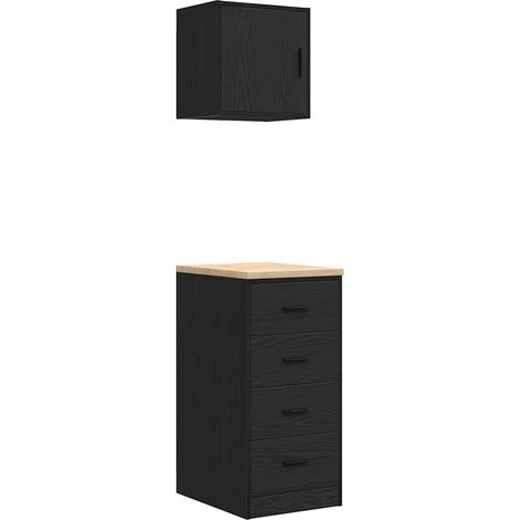 Maison Exclusive - Armadi da Garage 2 pz Neri in Legno Multistrato