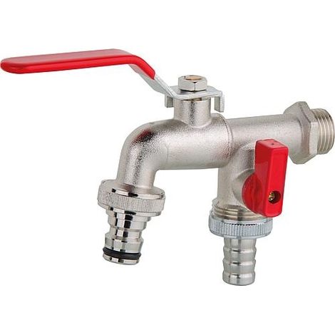 Robinet d´arrosage Mâle 15/21 avec double sortie