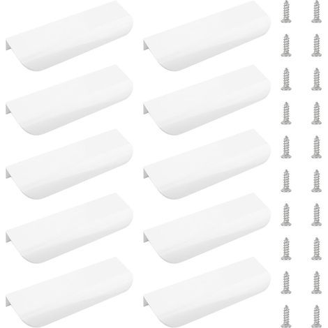 10-pack - 1504017.5mm - Cabinet Handles - Drawer Handles - Concealed Handles - Aluminum Alloy Handles - Kitchen Cabinet Handles - Furniture Accessories - Hardware - White (1/5)