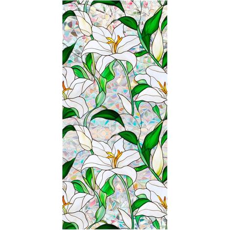 Film adhésif pour vitres - PVC - Effet vitrail - Film pour vitres - Film d'intimité - Pour salon, salle de bain et bureau - 43 x 100 cm (1/5)