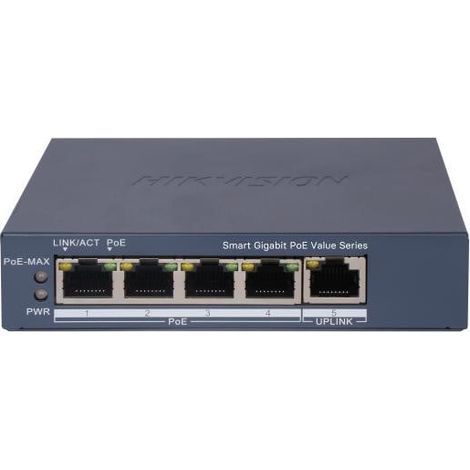 Switch Hikvision Hikvision DS-3E1505P-EI/M gestito L2 4 porte Gigabit PoE/RJ45 Nero [DS-3E1505P-EI/M]
