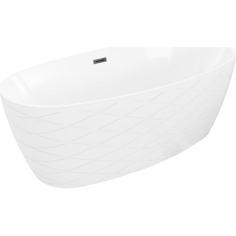 Mexen Olea baignoire autoportante motif 170 x 80 cm, blanche, trop-plein noir - 52821708000-70 (1/5)