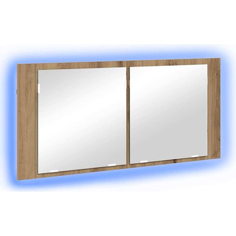 Armoire Miroir LED Chêne Artisanal 100x12x45 cm Bois d'ingénierie CFW66754 (1/5)