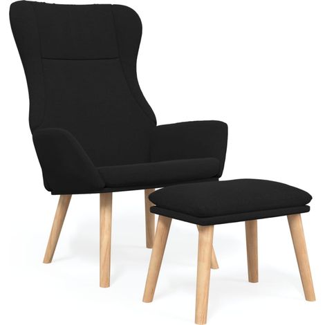 Maison Exclusive - Relaxsessel mit Hocker Schwarz Stoff (1/5)