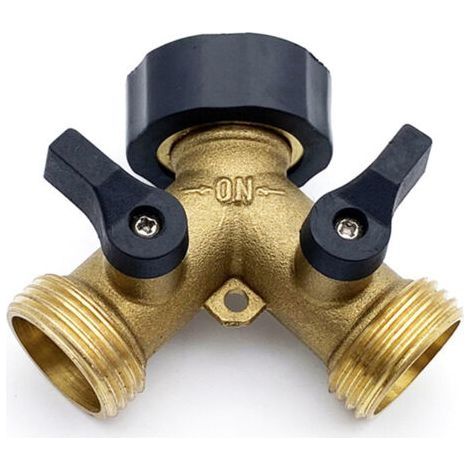 Robinet Double Machine a Lave, Répartiteur de Robinet de Jardin en Laiton, Raccord en Y, 3/4 Pouces pour Connexion de 2 Appareils, Robinet Double Sortie pour Robinet Jardin,Adaptateur Robinet (1/5)