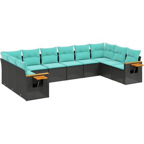 Maison Exclusive - Set de sofás de jardín 10pzas con cojines ratá (1/5)