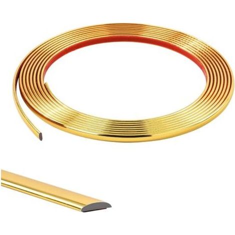 5M Moulure Décorative Autoadhésive Bord de Papier Peint Carrelage Miroir Mur Plafond Armoire Baguette de Finition PVC Bandes de Calfeutrage Bande Décoration Murale,8mm Doré (1/5)