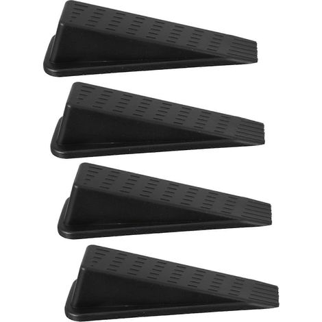 Lot de 4 cales de porte souples en PVC pour usage domestique, antidérapantes et sécurisées pour les enfants, noires. (1/5)