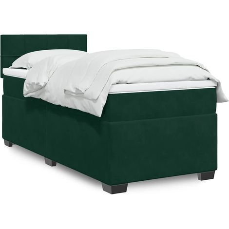 Boxspringbett mit Matratze Dunkelgrün 90x200 cm Samt