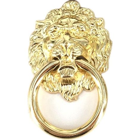 Poignées de meubles, 2 poignées de meubles de style rétro vintage pour armoire de cuisine, placard, commode, porte, tiroir, poignées décoratives en forme de tête de lion, dorées (1/5)