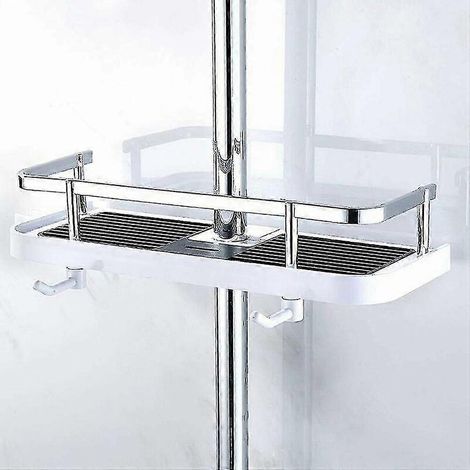 Porte-sac de douche mural réglable, panier de rangement tubulaire pour salle de bain et cuisine, porte-sac de douche en métal antirouille, meuble à tiroirs mural pratique (30 cm). (1/5)