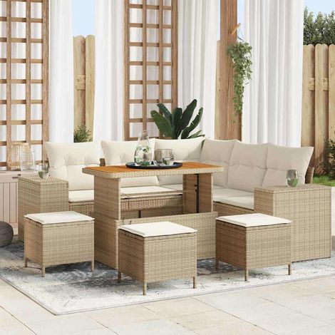 vidaXL Conjunto de sofá de jardín 9 uds. 8-Número de plazas (1/5)