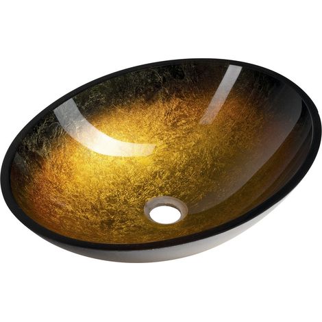 Vasque à poser SELVA en verre 50,5x38cm, or (1/4)