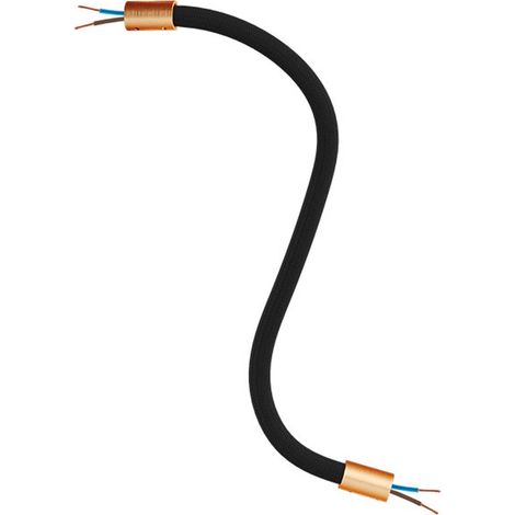Creative-Cables Kit Creative Flex flexibles Verlängerungsrohr (30 cm Länge, Ø 10 mm) – Schwarze Stoffummantelung RM04 und satinierte Kupferdetails – Mit Metallendstücken und Zubehör