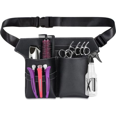 Sacoche professionnelle pour coiffeurs, étui à ciseaux en cuir PU et organiseur de peignes pour outils de coiffure (noir) Noir Ne convient pas aux ordinateurs portables (1/5)