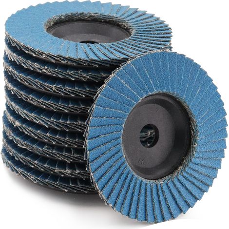 Lot de 10 disques à lamelles, diamètre 76 mm, grain 120 pour meuleuse d'angle, disque à lamelles, disque de meulage pour métal, bois (1/5)