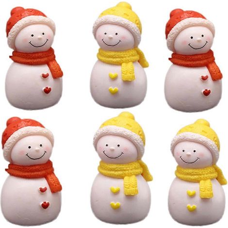 Lot de 6 décorations de Noël bonhomme de neige pour table ou bureau.-4.5X2.5CM (1/2)