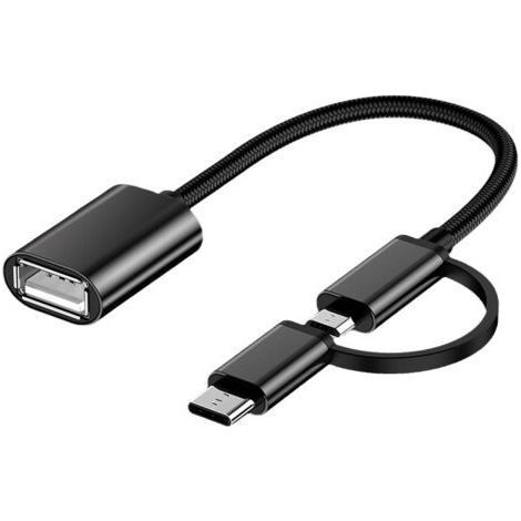 2-en-1 OTG Adaptateur USB C/Micro vers USB, USB C vers USB Femelle, Câble Adaptateur Micro vers USB 3.0 OTG, Câble Adaptateur OTG Compatible avec MacBook, Téléphones Android et Plus, Noir (1/5)