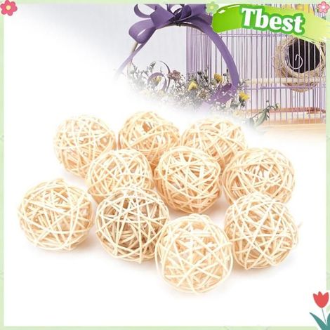 Tbest Sepak Takraw pour perroquet Jouet Sepak Takraw En Rotin De Couleur Naturelle Sûr Et animalerie jouet Couleur primaire 5CM (1/5)