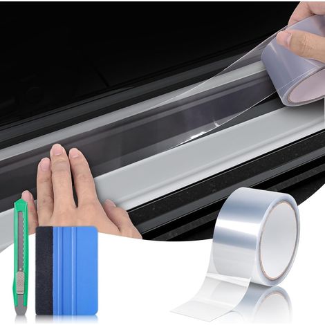 Film Autocollant Transparent 5 x 900 + Outils, Protection Seuil de Porte Voiture, Bande Autocollante Voiture Convient aux Voitures, Motos et Vélos (1/5)