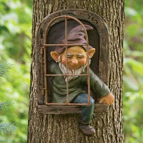 VURAHOME - Statues Pour Jardin,Sculptures et Statues de Jardin,Gnomes Décorations De Jardin Lunatique Arbre Sculpture Décoration De Jardin Résine Miniature Jardin Gnomes Elf Sortie Le Porte Tree Hugge (1/5)