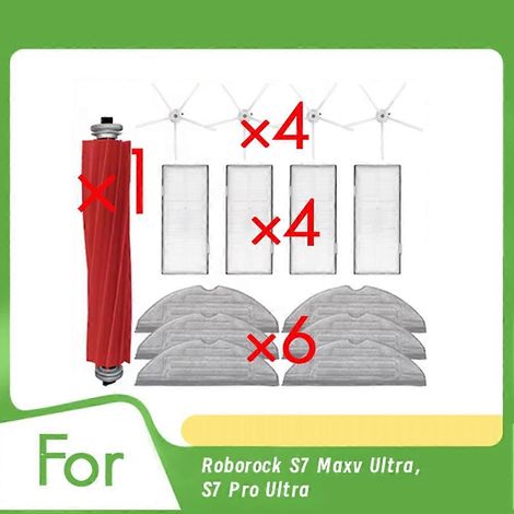 Filtre pour aspirateur brosse pour aspirateur Filtre de brosse pour aspirateur filtre de 15 Sweeper Accessoires pour Roborock S7 Maxv Ultra/S7 Pro Ultra Aspirateur Accessoires Main Side Brosse Serpill (1/5)