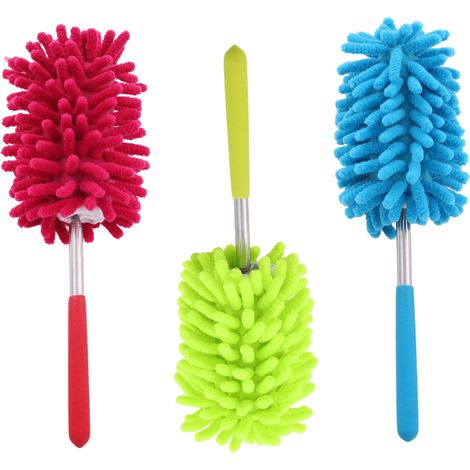 1 Plumeau, Microfibre, Manche télescopique, Acier inoxydable, Antidérapant, Intérieur et Voiture (1/5)