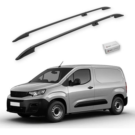 TURTLE kompatibel mit Peugeot Partner 2019-2025 / Lange Version Dachreling Crown Schwarz (1/5)
