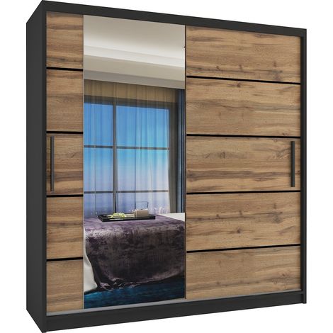 Schiebeschrank Belini 158 cm Mit Schubladen mit Spiegel eiche wotan eiche sonoma Hersteller (1/3)