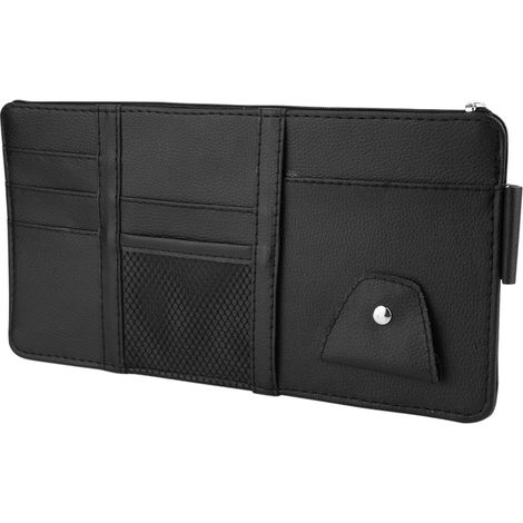 Universeller Auto-Sonnenschutz aus Leder, Organizer für Brille, Karten und CDs (1/5)