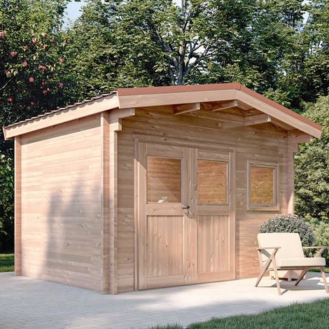 CHALET DE JARDIN LANTENAY 11M² - BOIS DOUGLAS 55MM - PORTE & FENETRE BOIS - TOITURE ACIER (1/5)