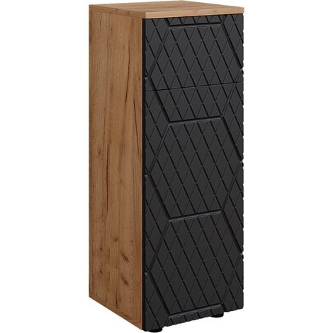 Mobiletto bagno Irma, Antracite a righe, 30 x 81 cm con 1 cassetto, 2 scomparti, bagno, Vicco (1/5)