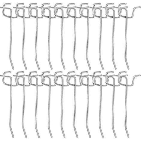 20er-Packung Garagen-Lochwandhaken, robuste Universal-Lochwandhaken – 15,50 x 4,00 x 4,00 cm – Silber (1/4)