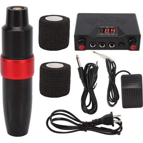 Kit de Machine à Tatouage Rotative Professionnel avec Alimentation, Pédale et Stylo - 90‑250V Prise US (1/5)