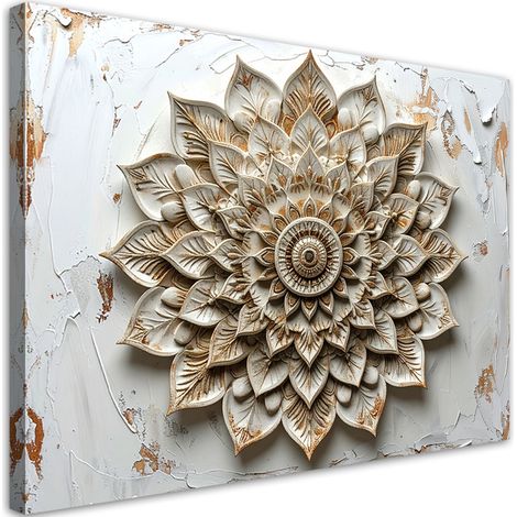 Tableau déco Mandala oriental Zen Spa en beige 90x60 (1/4)